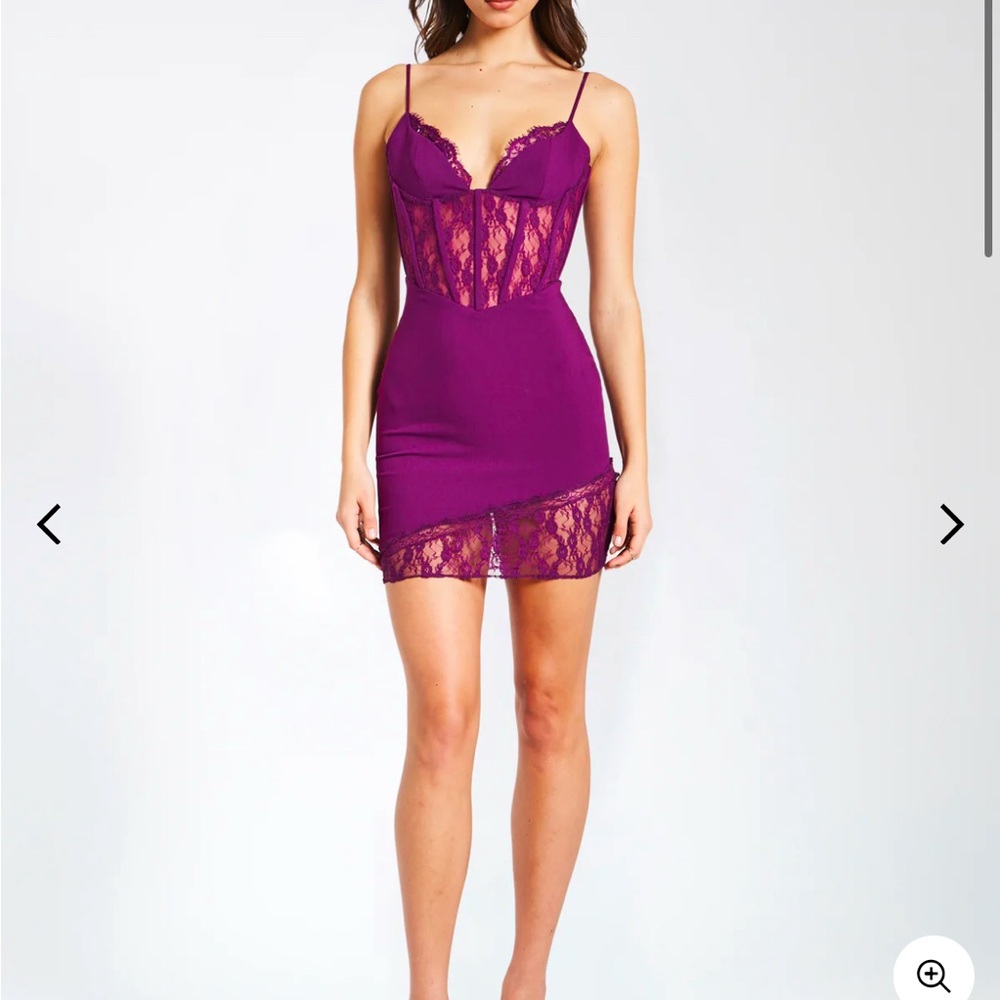 Luxurious Purple Satin Chemise with Lace Trim